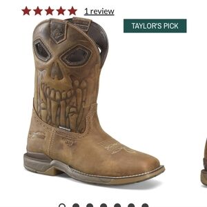 Brown Skull Cowboy Boots